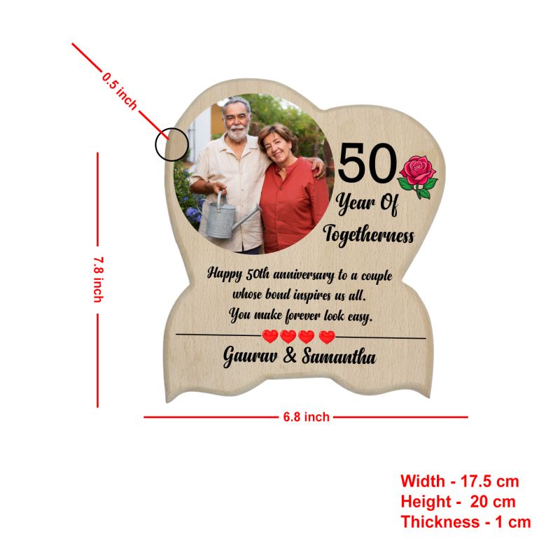 Personalized 50 Years of Togetherness Photo Frame  Golden Jubilee Gifts for Parents, Grandparents, Husband & Wife